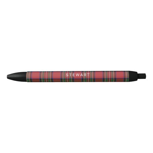 Stylo Noir Plaid Rustic Red et Green Stewart Tartan (Devant)