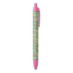 Stylo Noir Plancher de la forêt fleurie avec nom
