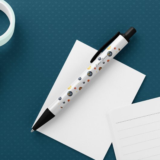 Stylo Noir Planètes Solaire Système Personnalisé