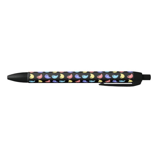 Stylo Noir Plat motif oiseaux coloré amusant (Bas)