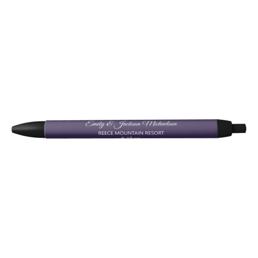 Stylo Noir Plum violet Mariage mariée Groom cadeau invité (Devant)
