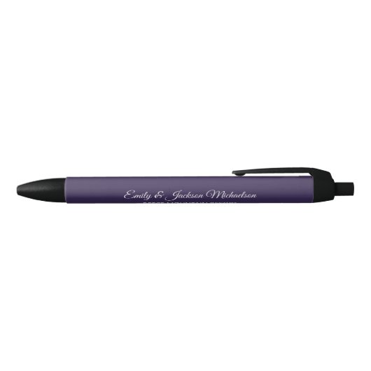 Stylo Noir Plum violet Mariage mariée Groom cadeau invité (Haut)