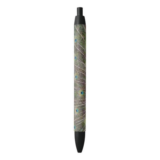 Stylo Noir Plumes de paon (devant Vertical)