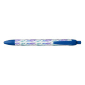 Stylo Noir Plumes de paon violet turquoise (Dos)