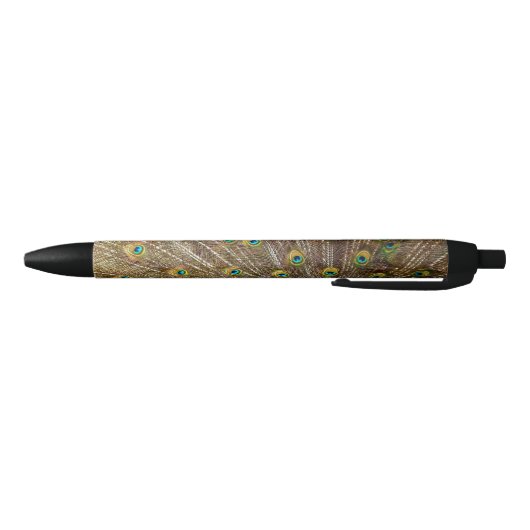 Stylo Noir Plumes de queue de paon (Bas)