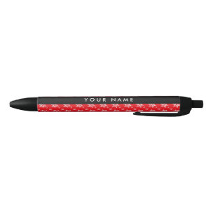 Stylo Noir Pneus blancs, Rouge, Votre nom, Personnaliser