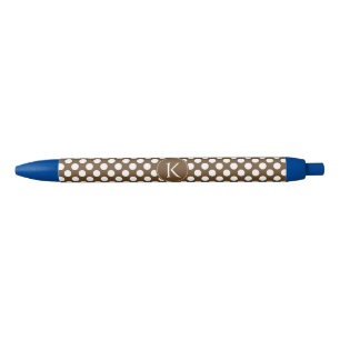 Stylo Noir Point Polka Brown et blanc monogramme