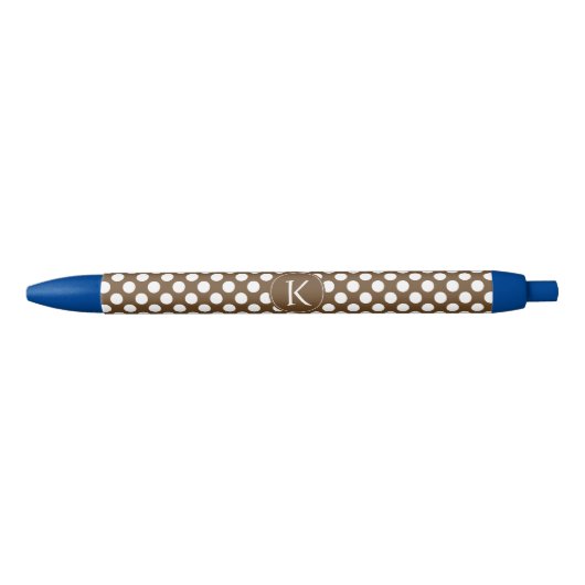 Stylo Noir Point Polka Brown et blanc monogramme (Devant)