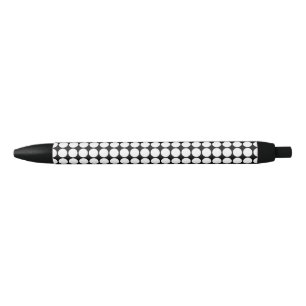 Stylo Noir Points Blancs Minimaux sur Fond Noir Uni