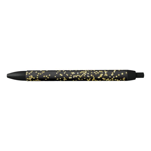 Stylo Noir Points de confettis d'or (Devant)