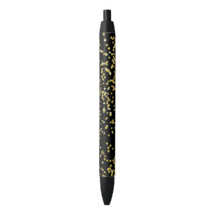 Stylo Noir Points de confettis d'or
