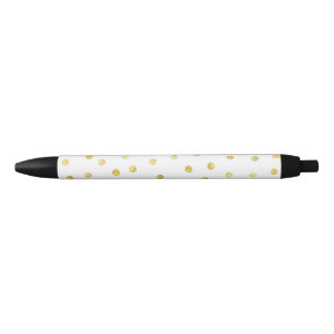 Stylo Noir Points élégants de confettis de feuille d'or