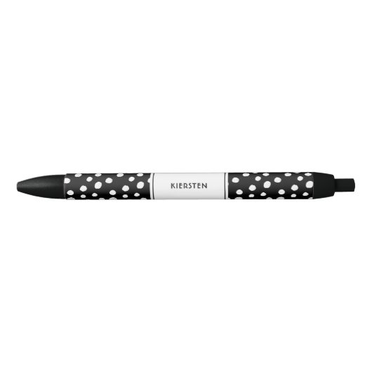 Stylo Noir Points noirs blancs personnalisés Scandi Moderne (Devant)