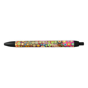 Stylo Noir Points rétro colorés motif I + vos idées