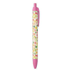Stylo Noir Points roses jaunes verts fruités à la menthe