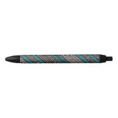 Stylo Noir Points Turquoises noirs Zigzags Motif (Devant)