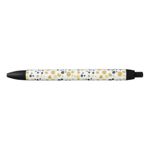 Stylo Noir Pois Abstraits jaunes