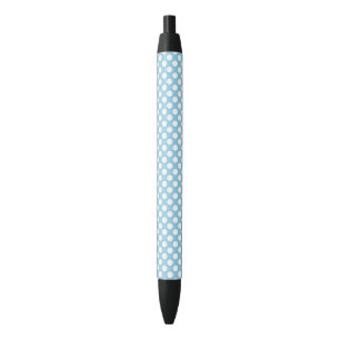 Stylo Noir Pois Bleus, Motif Pointe Polka, Points, Pointe