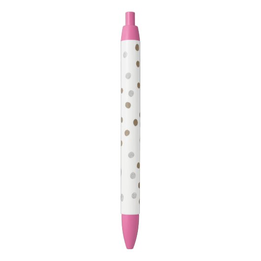 Stylo Noir Pois d'argent et d'or (devant Vertical)