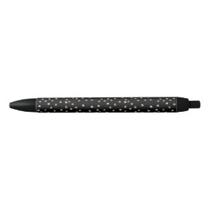 Stylo Noir Pois d'argent et d'or