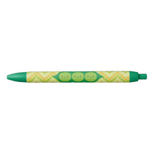 Stylo Noir Pois de Kawaii dans une cosse