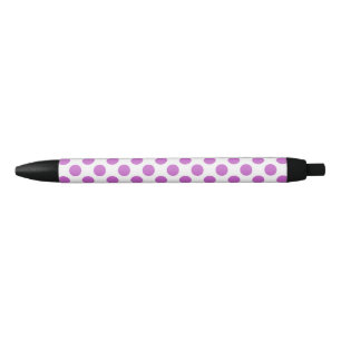 Stylo Noir Pois violets et blancs