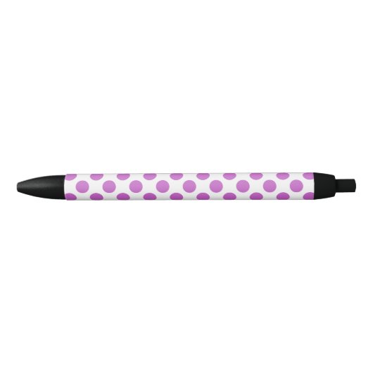 Stylo Noir Pois violets et blancs (Devant)