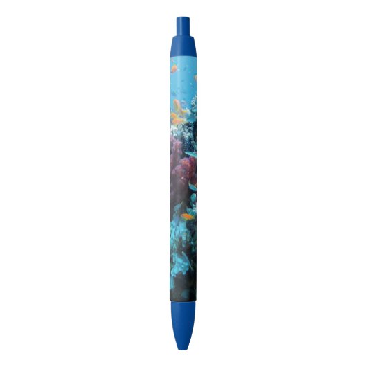 Stylo Noir Poisson orange tropical et corail rose (devant Vertical)