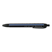 Stylo Noir Police Ligne Bleue Mince Nom Monogramme (Bas)