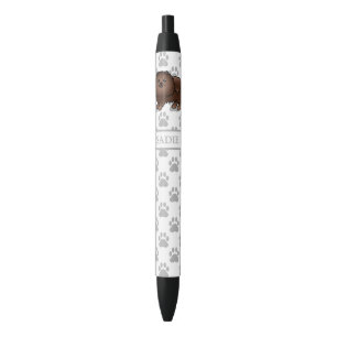 Stylo Noir Pomeranian Brun Mignon Chien de Dessin Animé & Nom