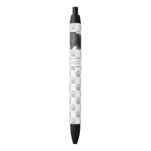 Stylo Noir Pomeranian noir Chien de dessin animé mignon & nom