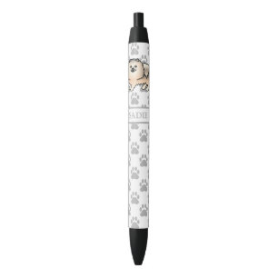 Stylo Noir Pomeranian Sable Crème Chien de Dessin Animé Migno