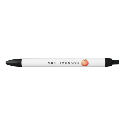 Stylo Noir Pomme rouge moderne monogramme enseignant (Devant)