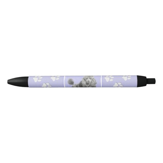 Stylo Noir Poodé Jouet miniature Argent gris bleu Chien Art (Devant)