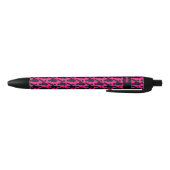 Stylo Noir Poodle noir personnalisé sur rose (Bas)