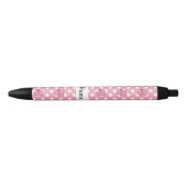 Stylo Noir Porc de nom personnalisé avec pois de cupcake (Devant)