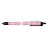 Stylo Noir Porc de nom personnalisé avec pois de cupcake (Bas)