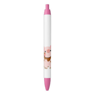 Stylo Noir Porc mignon de chocolat de bande dessinée