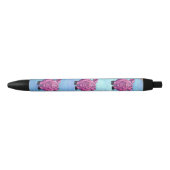Stylo Noir Porc rose mignon sur l'écriture bleue (Devant)