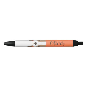 Stylo Noir Portrait de chien marron et blanc mignon