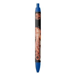Stylo Noir Poulpe noir au-dessus d'Ancre