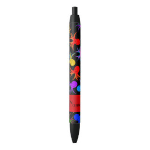 Stylo Noir Poulpe noir nommé personnalisé d'arc-en-ciel