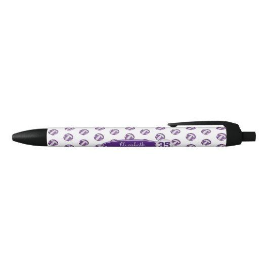 Stylo Noir poupée blanche nom personnalisé volleyballs motif (Haut)