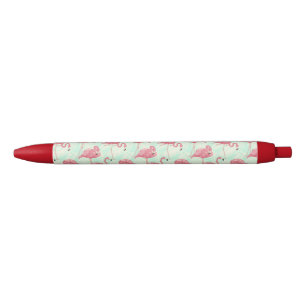Stylo Noir Preppy Chic Elegant Pink Flamingo Motif