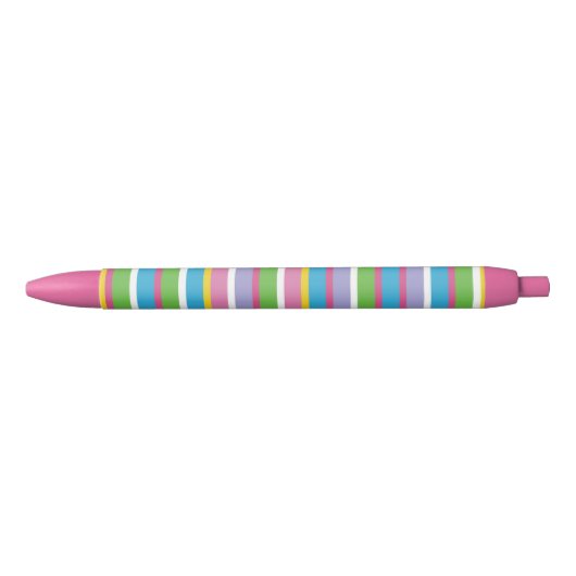Stylo Noir Preppy Stripes couleurs vives Hip Fun rose moderne (Devant)
