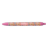 Stylo Noir Pretty Floral Pattern Pen with Name (Devant)