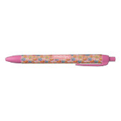 Stylo Noir Pretty Floral Pattern Pen with Name (Bas)