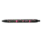 Stylo Noir Pretty Pink Floral on Black Monogram (Devant)