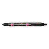 Stylo Noir Pretty Pink Floral on Black Monogram (Dos)