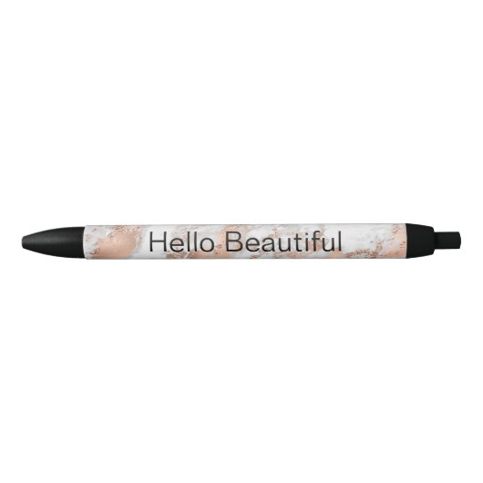 Stylo Noir Pretty Rose Gold White Glitzy Marble (Devant)